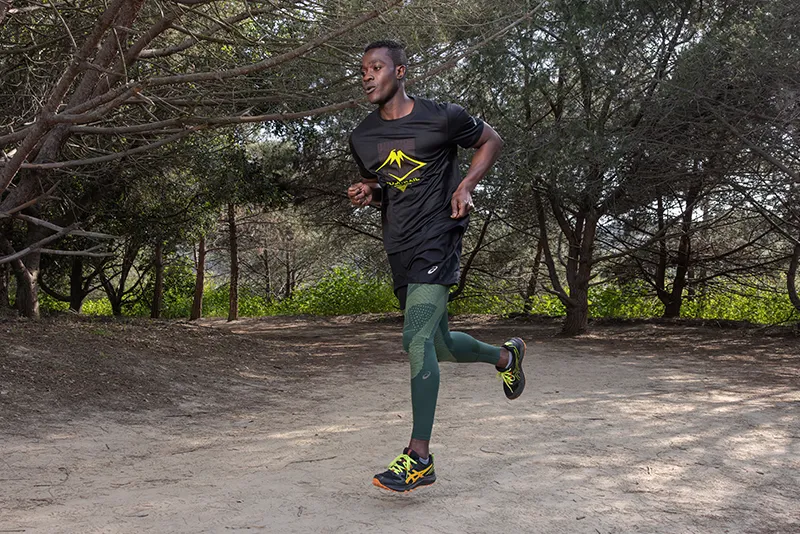 One runner running on a trail