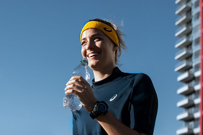 woman having a drink