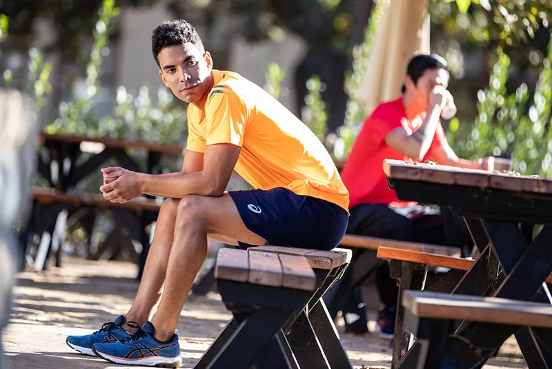 man resting from a run