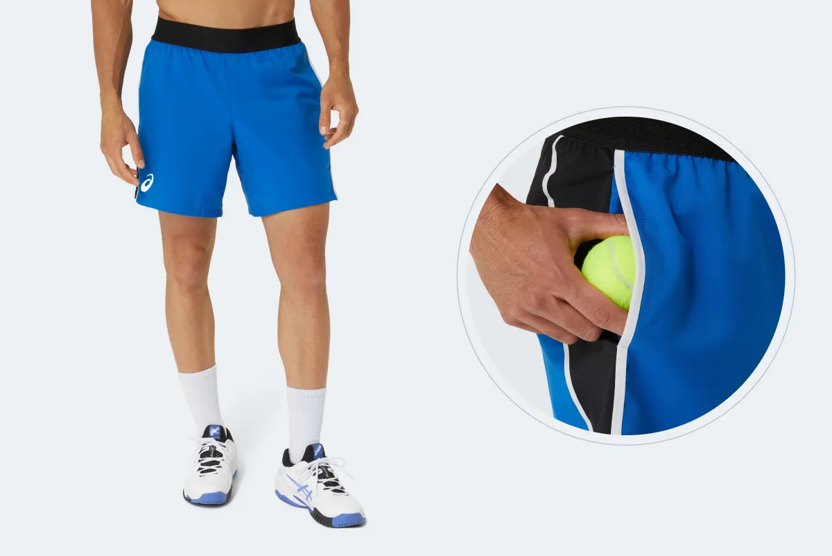 Male model wearing ASICS shorts