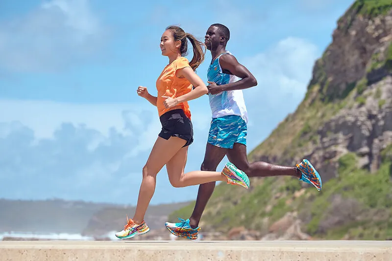 Woman and men jogging outdoor