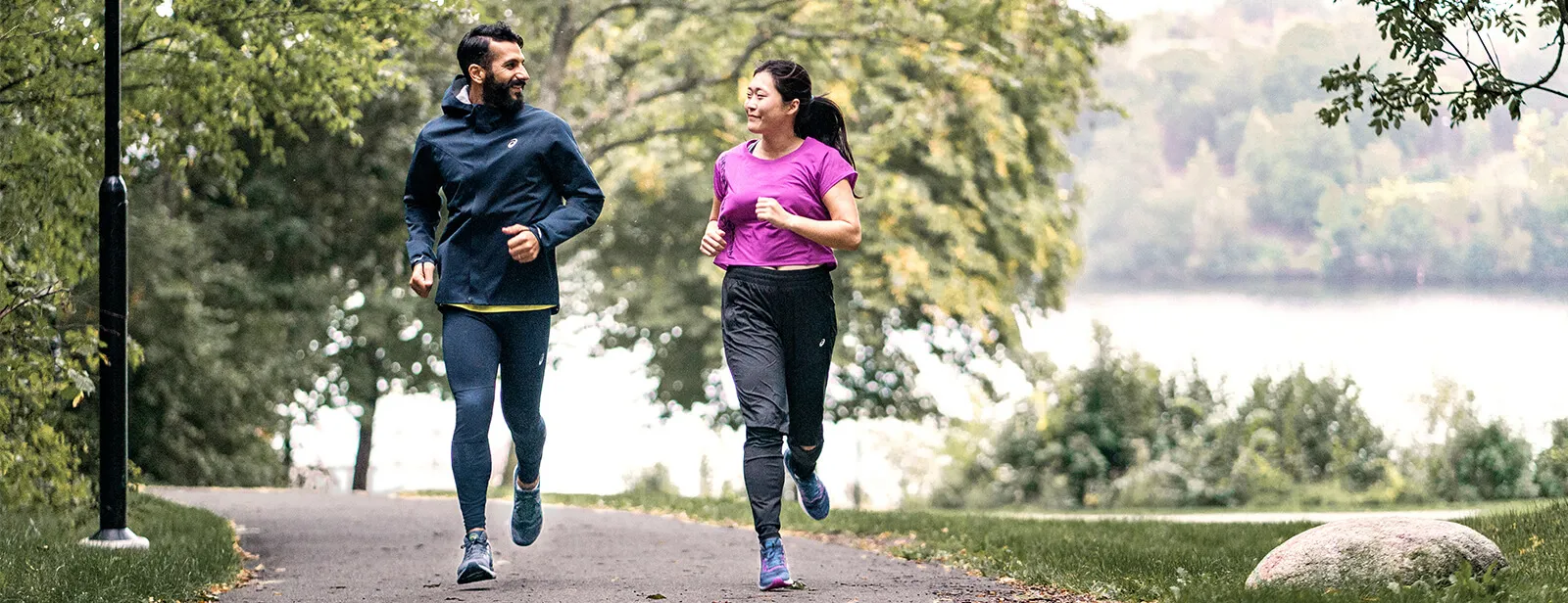 Man and woman running outdoor