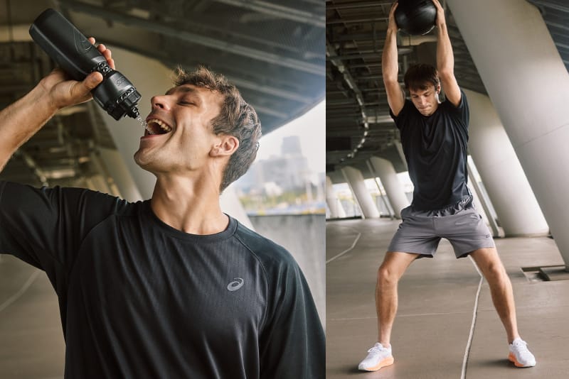athletes taking a water break