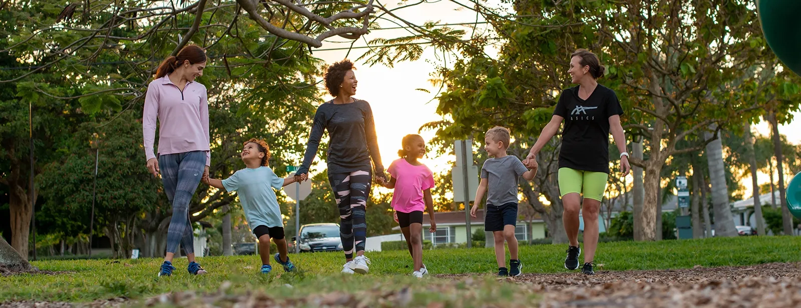Women with kids outside