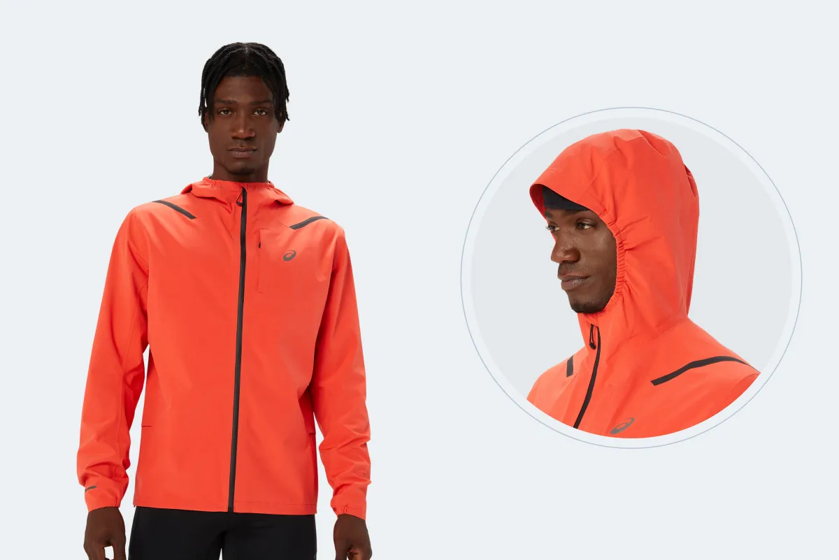 Male model in orange ASICS jacket