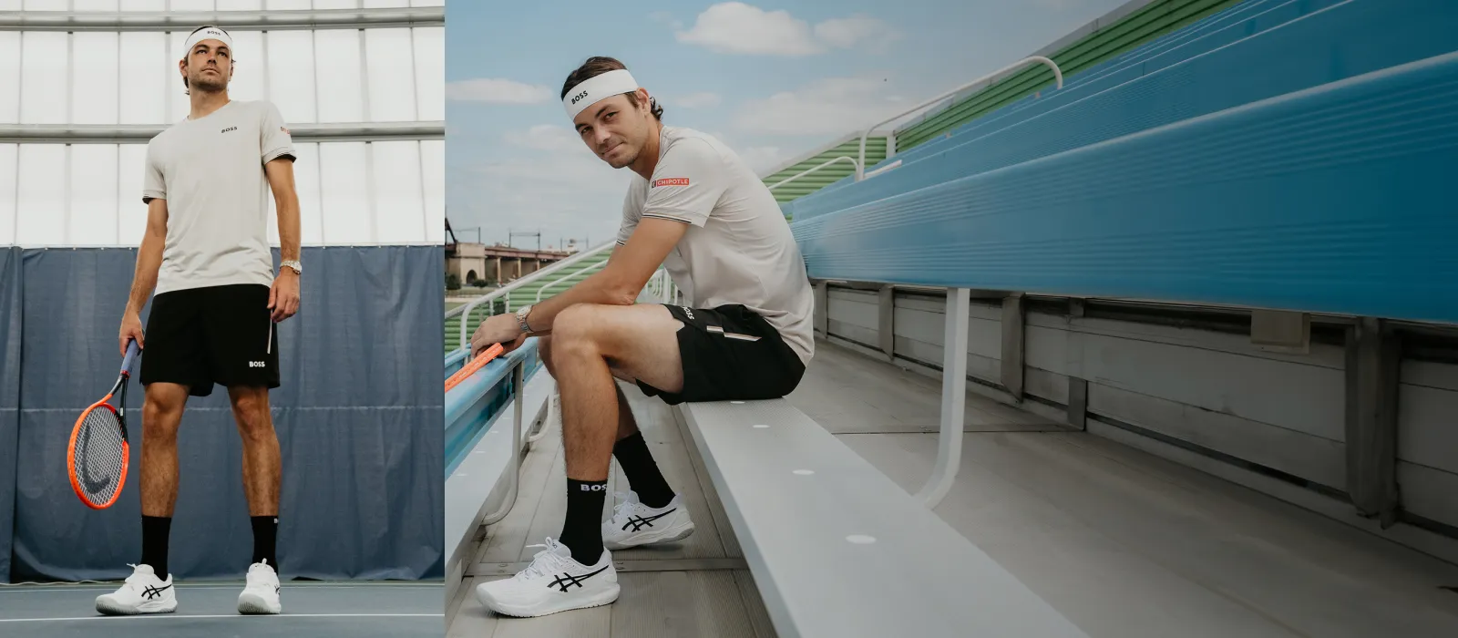 ASICS Athlete Taylor Fritz sitting on bleachers 