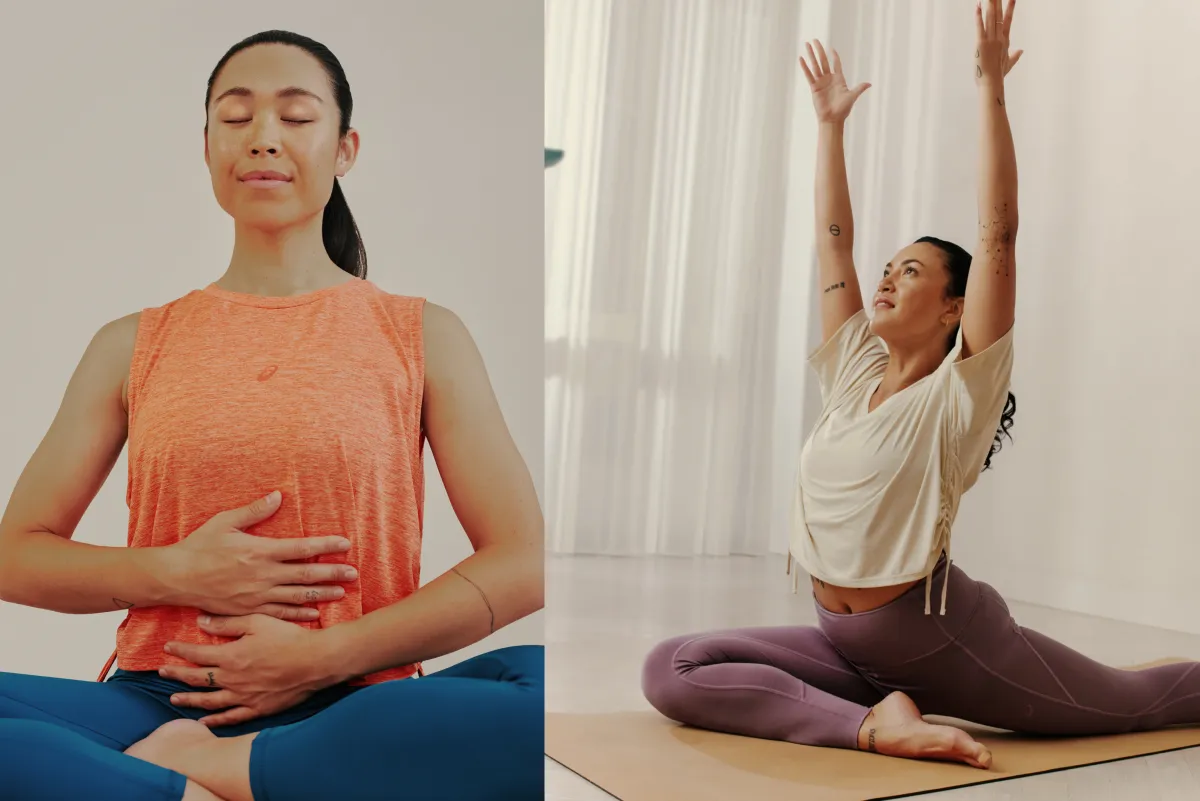 ASICS women meditating
