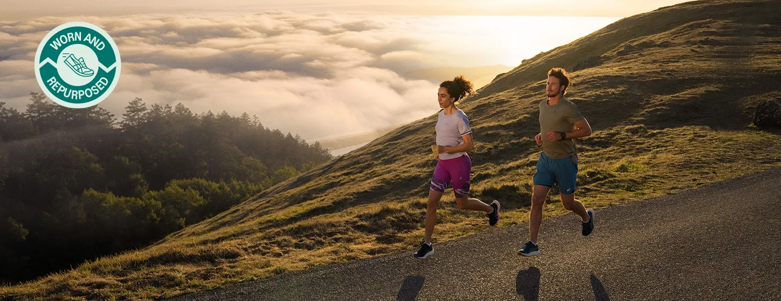 People running on a hill
