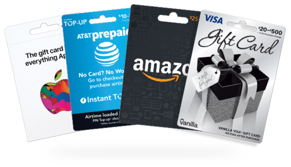 Top Up Cards, Gift Cards