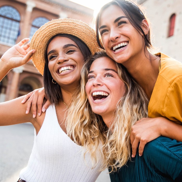 Friends laughing together