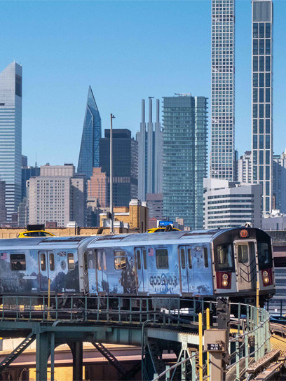 transit out of home advertising for video game god of war in new york city
