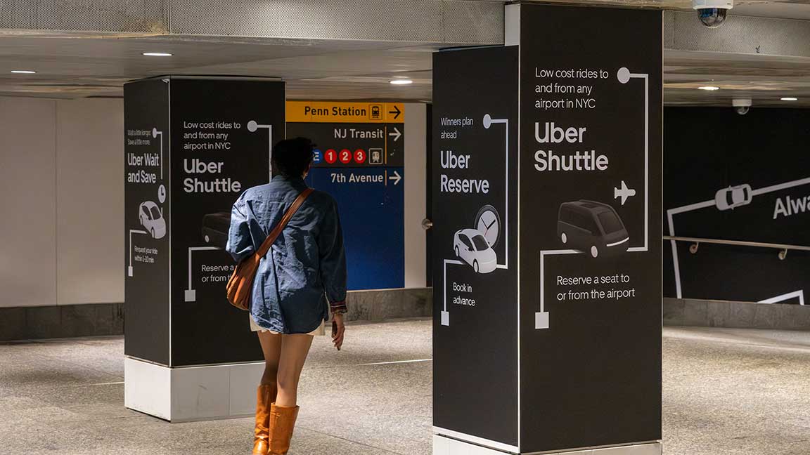 uber train wrap in penn station new york