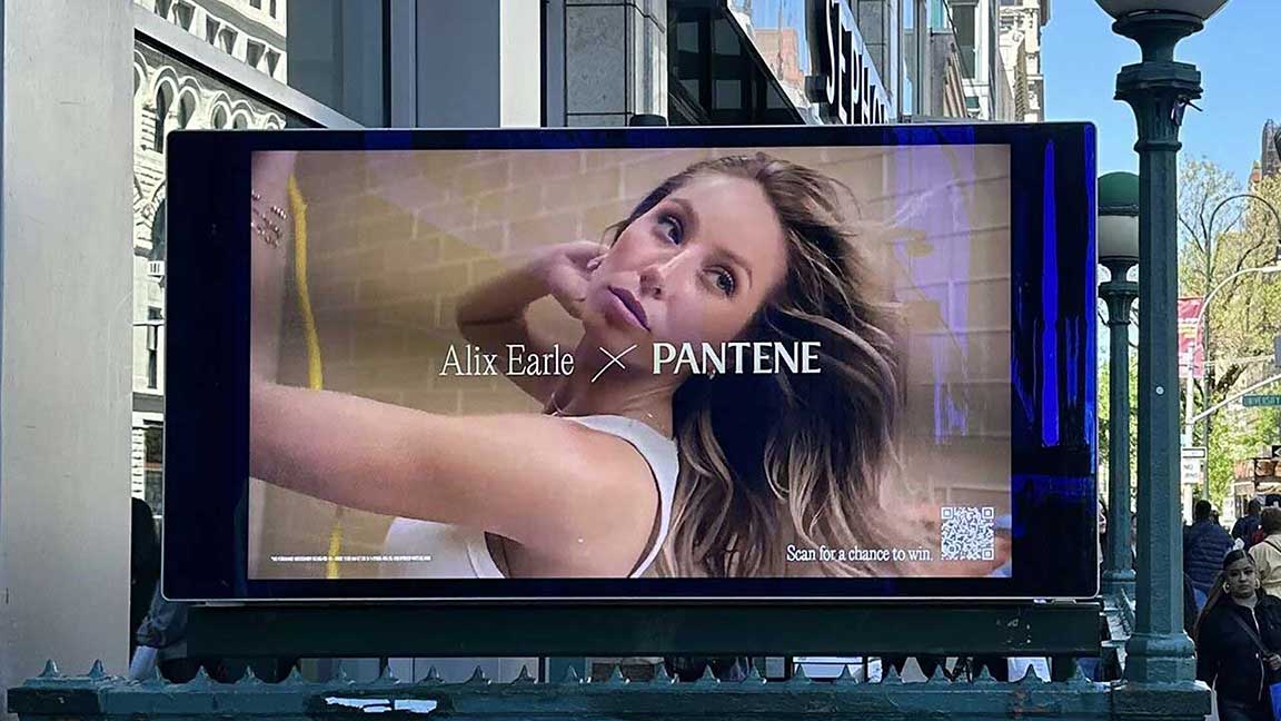 Alix Earle x Pantene campaign on Video Urban Panel in NYC