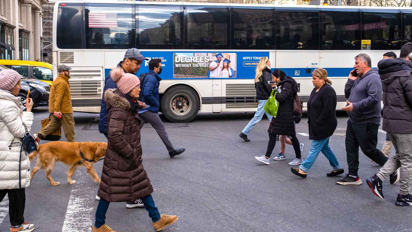 out of home bus advertising transit new york city cuny