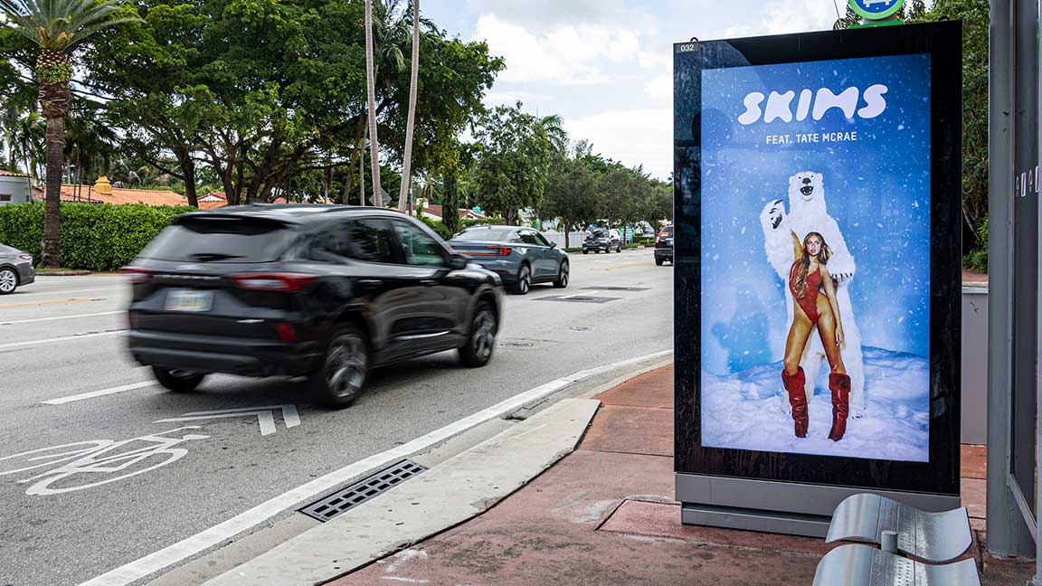 SKIMS digital transit shelter in Miami
