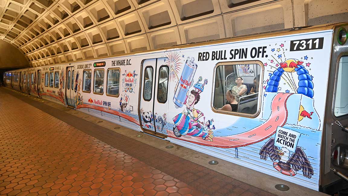 Red Bull IRL advertising subway wrap on Washington, D.C. Metrorail
