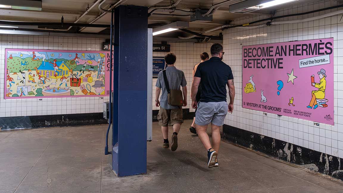 “Be a Hermes Detective” IRL media campaign in NYC Subway