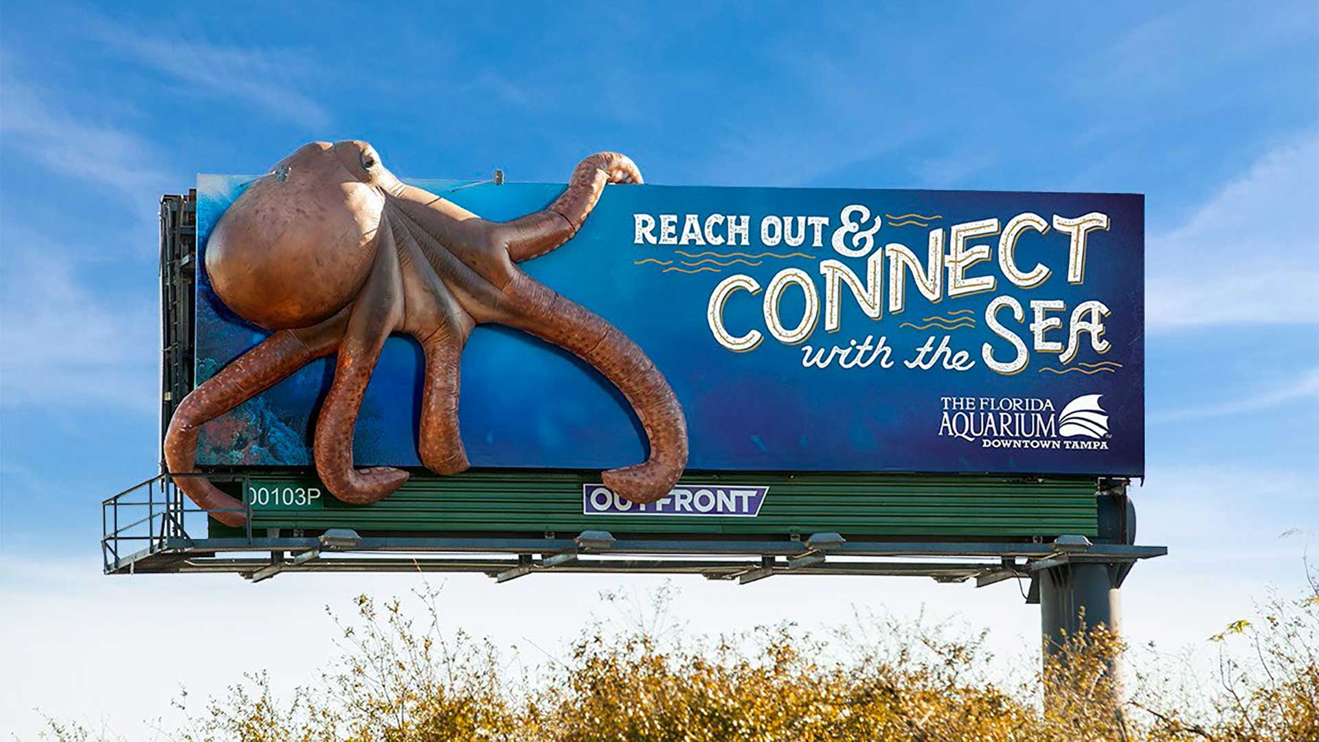 The Florida Aquarium billboard with 3D octopus