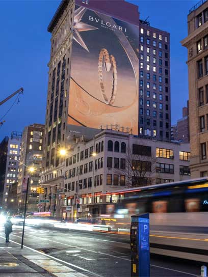 out of home wallscape advertising new york city bvlgari
