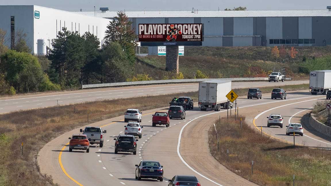 digital billboard for Grand Rapids Griffins hockey team