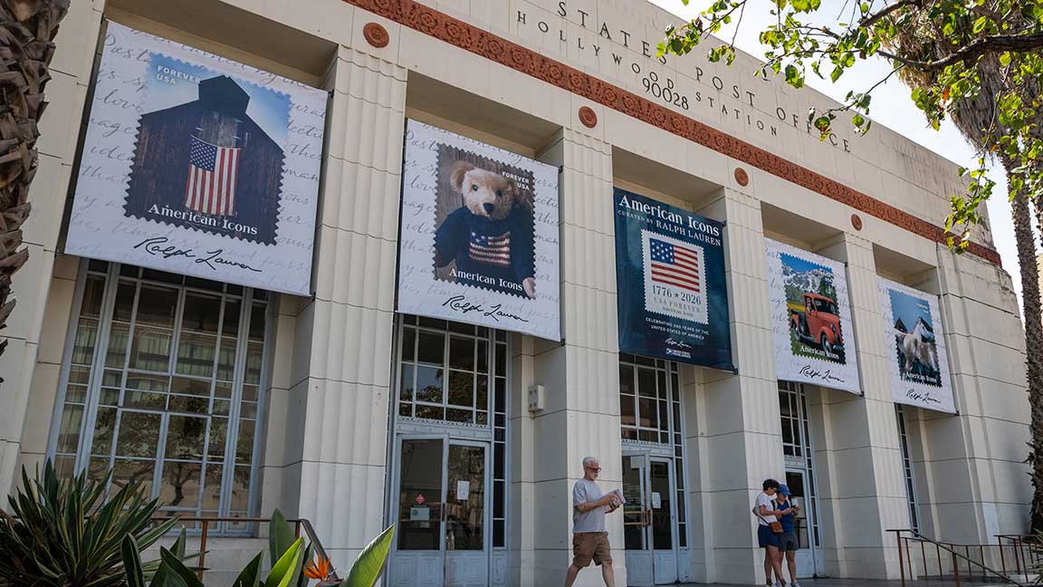 IRL advertising for Ralph Lauren on walls of Hollywood post office