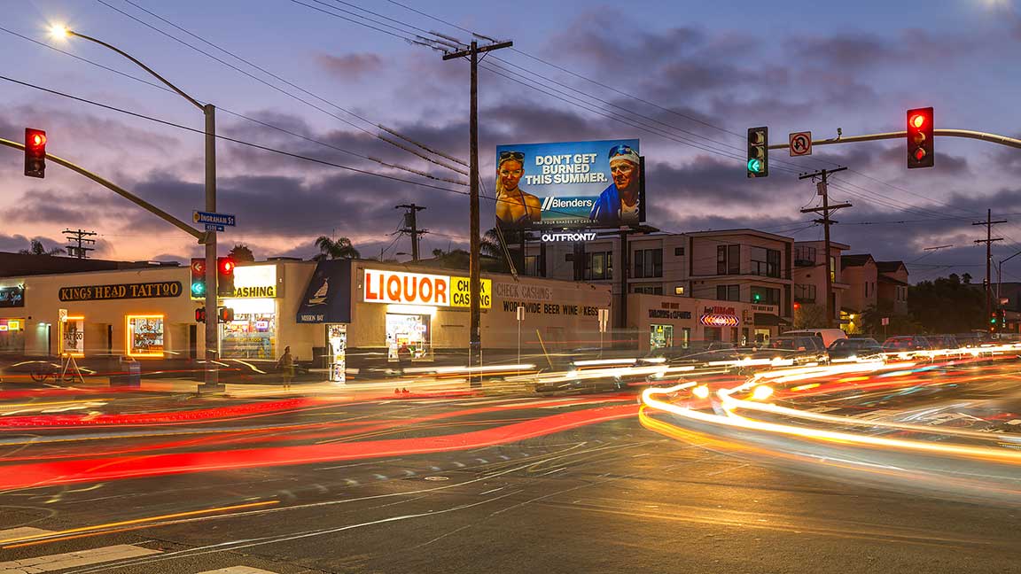 Blenders Eyewear billboard in San Diego