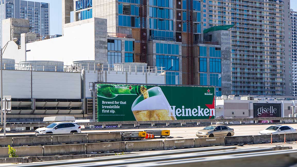 Heineken wallscape in downtown Miami