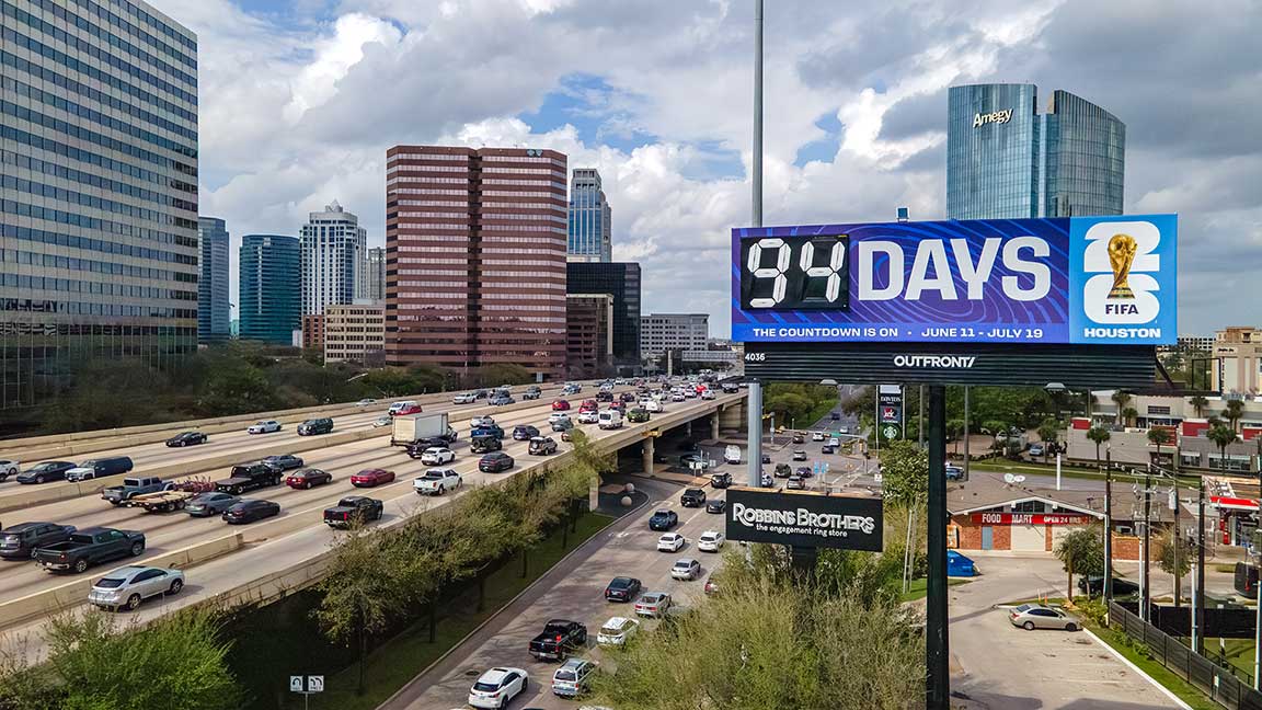 FIFA World Cup Countdown billboard in Houston