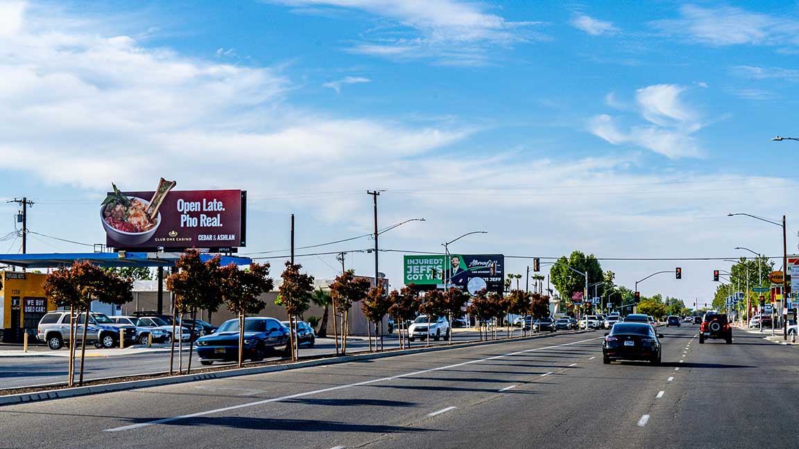 Bulletin with extensions advertising pho restaurant Center Club Casino in Fresno