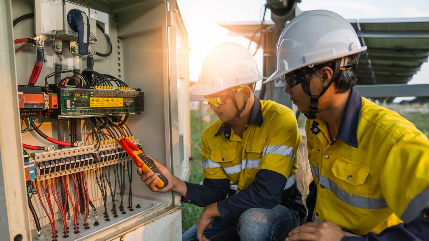 stock photo of electricians