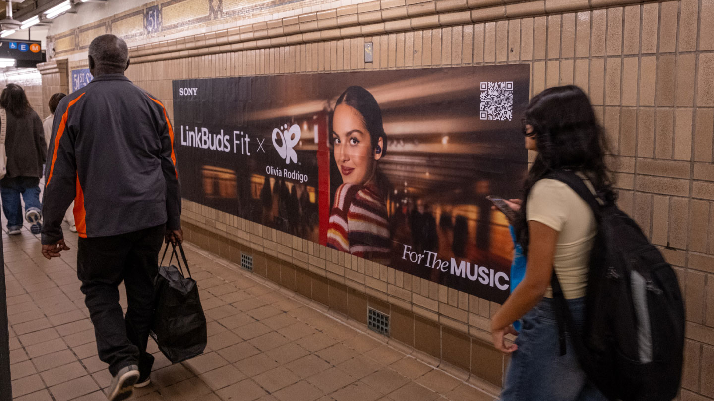 sony airbuds olivia transit poster out of home advertising