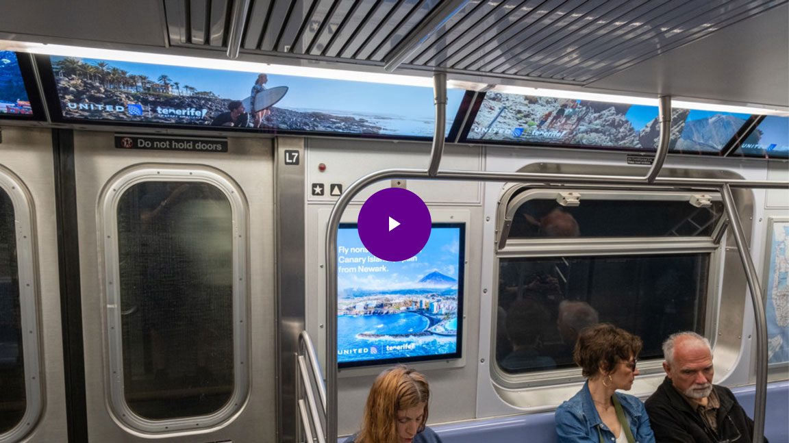 United Airlines NYC subway DOOH on Livecard MAX out of home advertising