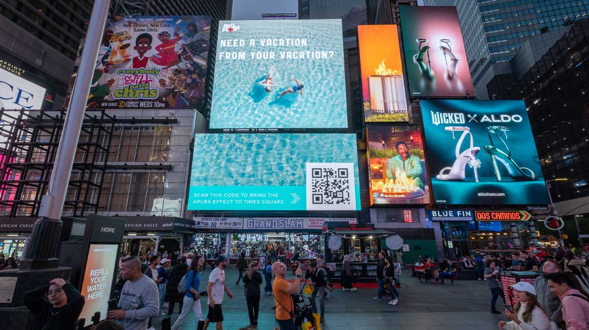 aruba tourism times square out of home advertising digital billboards