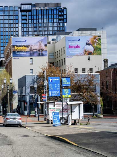 out of home advertising wallscape portland icelandair