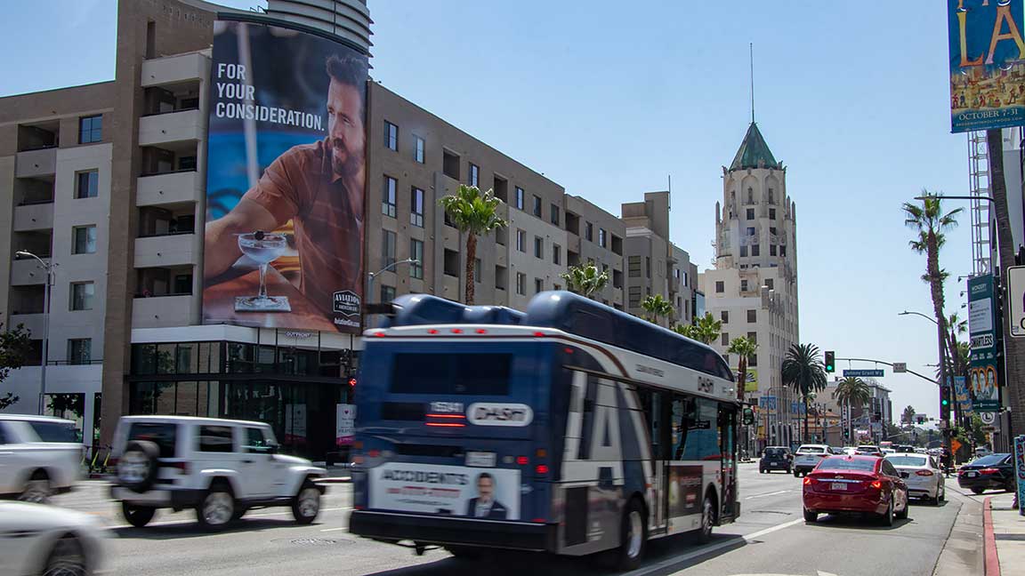 Aviation Gin billboard in Los Angeles featuring Ryan Reynolds