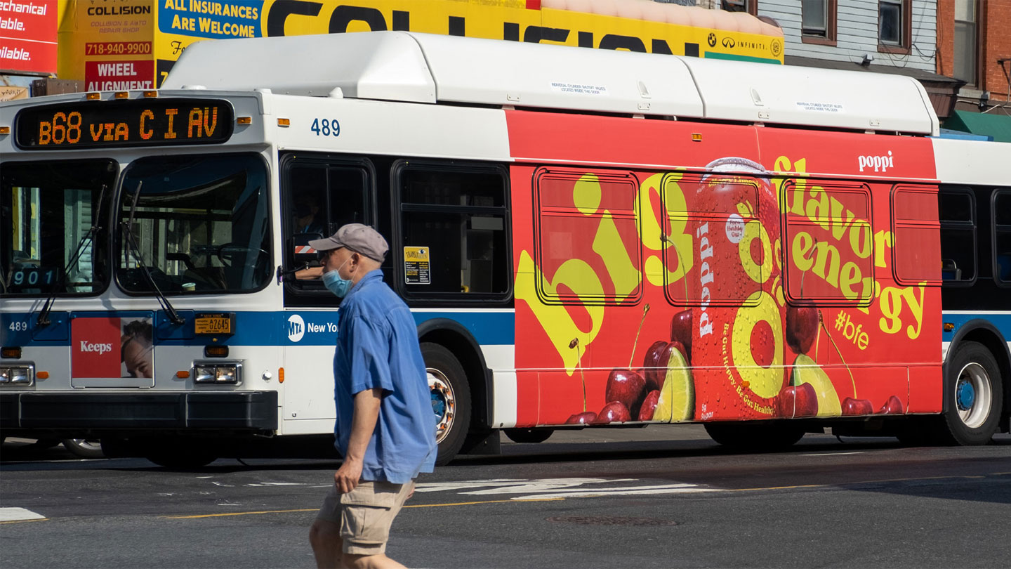 mta transit out of home advertising for poppi