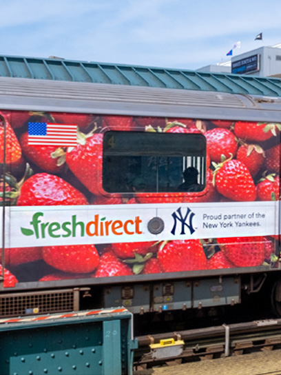 out of home transit subway wrap advertising freshdirect new york city