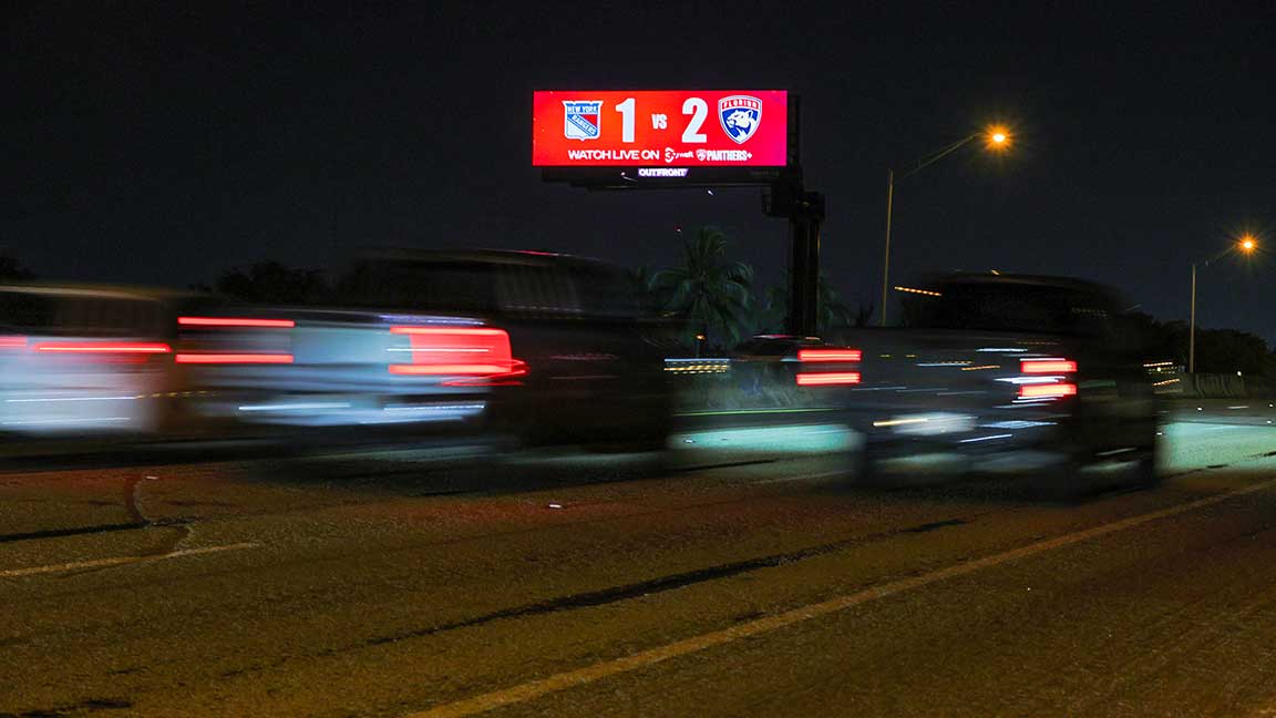 Florida Panthers dynamic DOOH billboard with game score