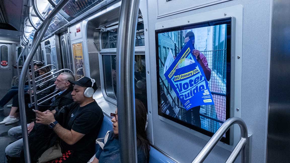 NYC Votes campaign on Subway Digital Liveboards