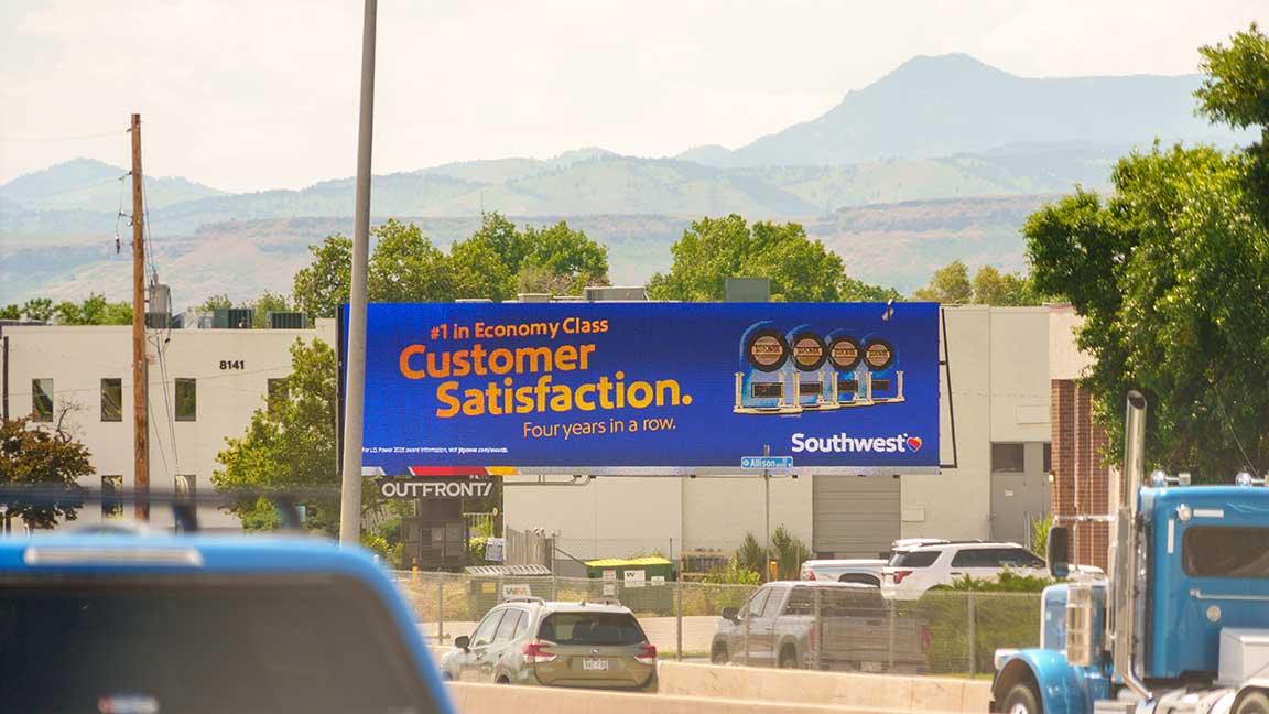 Southwest Airlines digital billboard in Denver