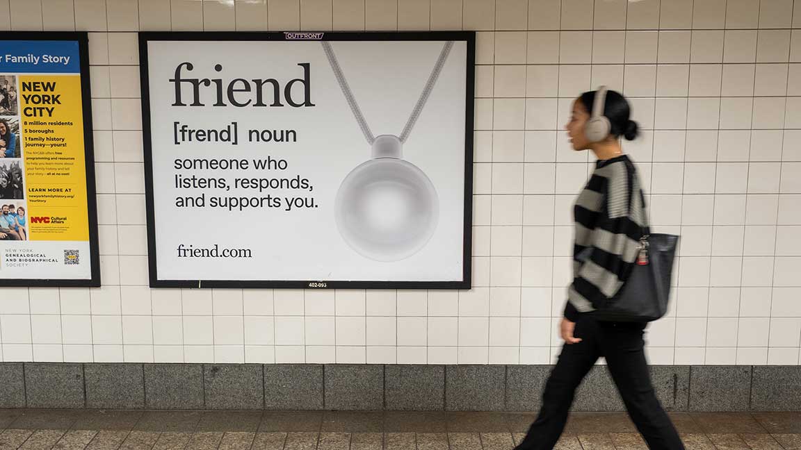 West 4th St Station Domination NYC Subway campaign for Friend AI wearable