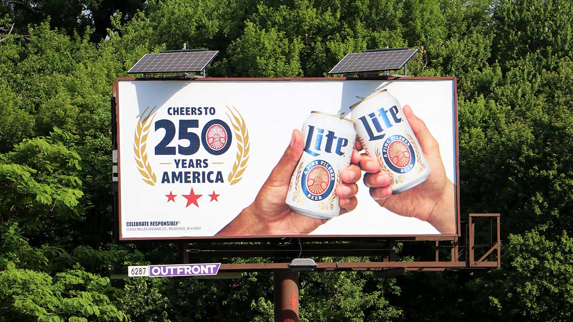 Miller Lite ad on New Jersey poster size billboard