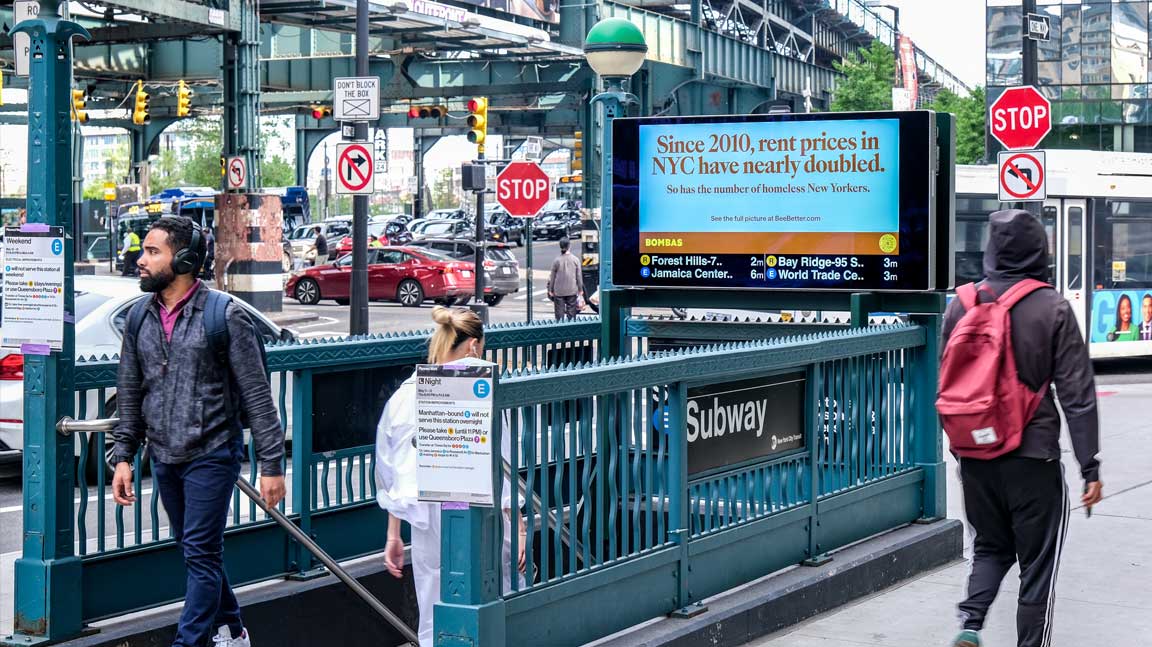 Bombas campaign on digital urban panel reading since 2010, rent prices in new york have doubled