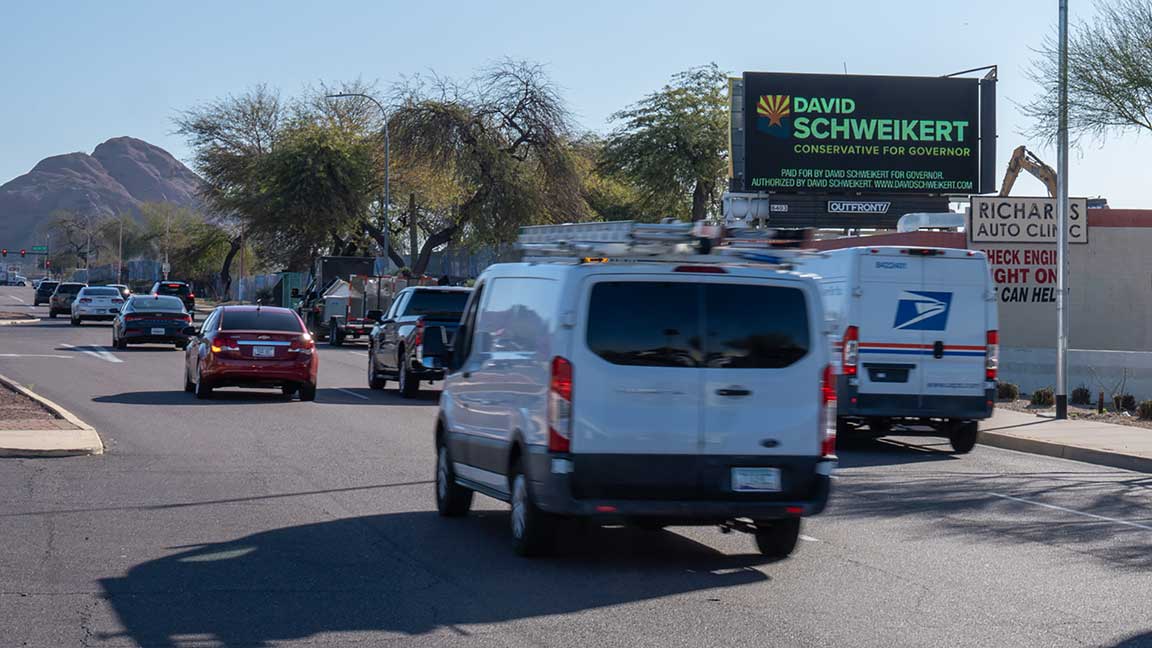 Digital poster in Phoenix advertising David Schweikert’s campaign