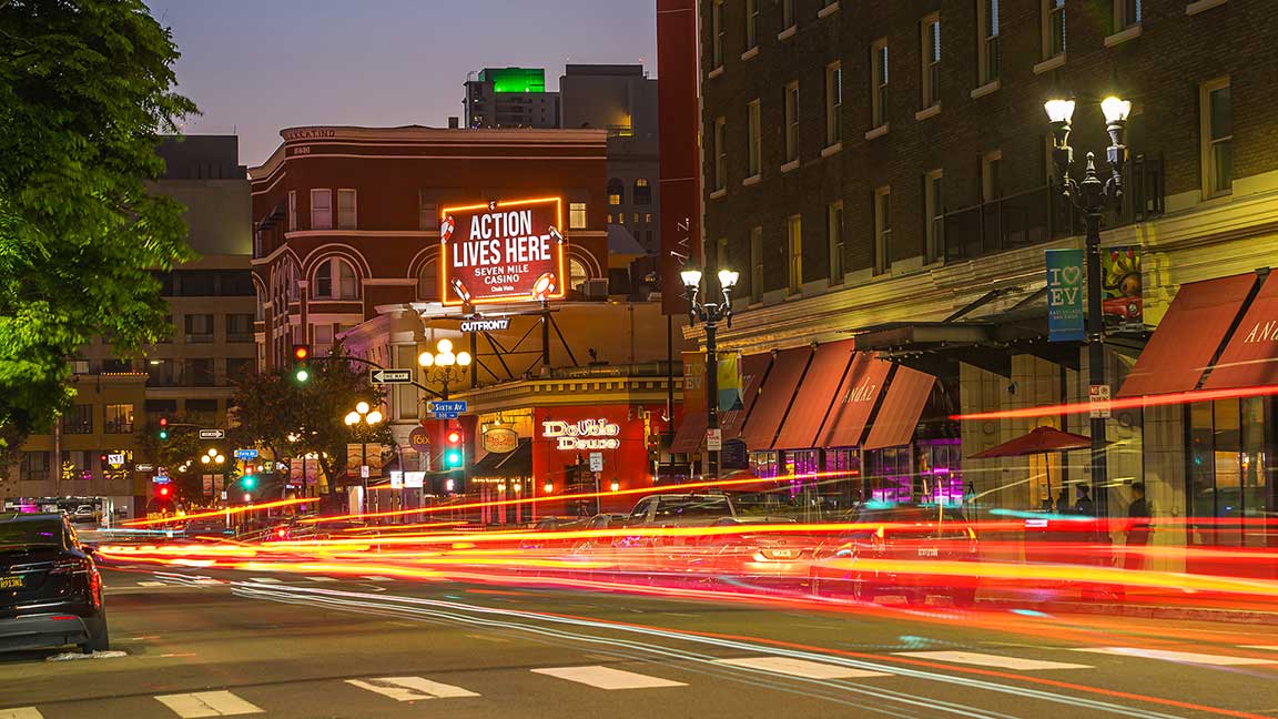 Seven Mile Casino billboard atop Double Deuce