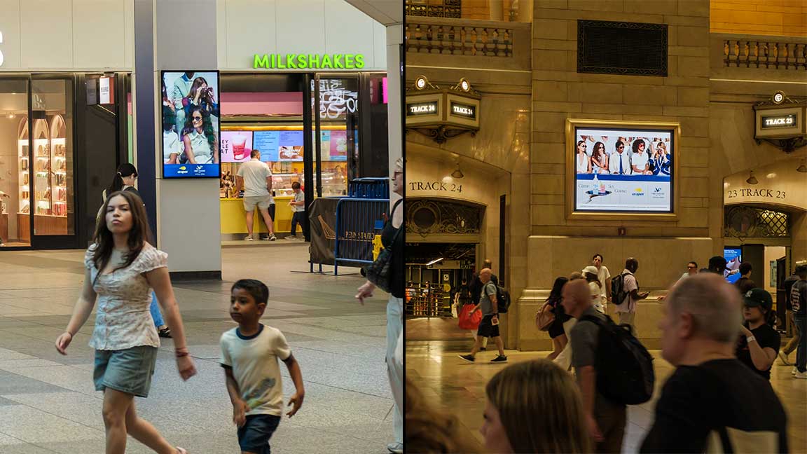Grey Goose campaign on Digital Liveboard at Penn Station and Digital Diorama at Grand Central