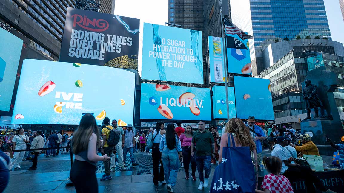 Liquid I.V. IRL brand experience on Times Square DOOH