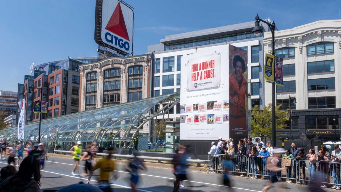 Runners pass OAAA Local Media Plan Grand Prize-winning Bank of America OOH campaign at Boston Marathon