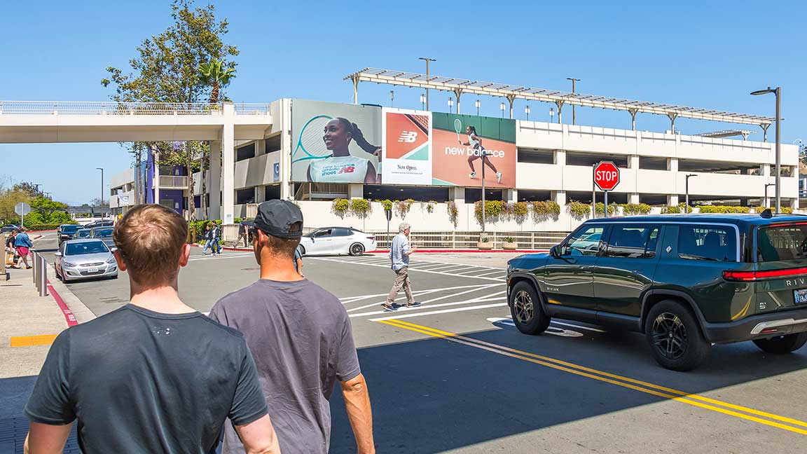 New Balance wallscape on Fashion Valley Mall parking garage