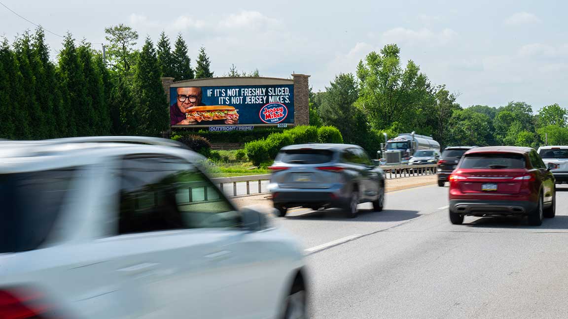 OUTFRONT digital billboard in Philadelphia for Jersey Mike’s